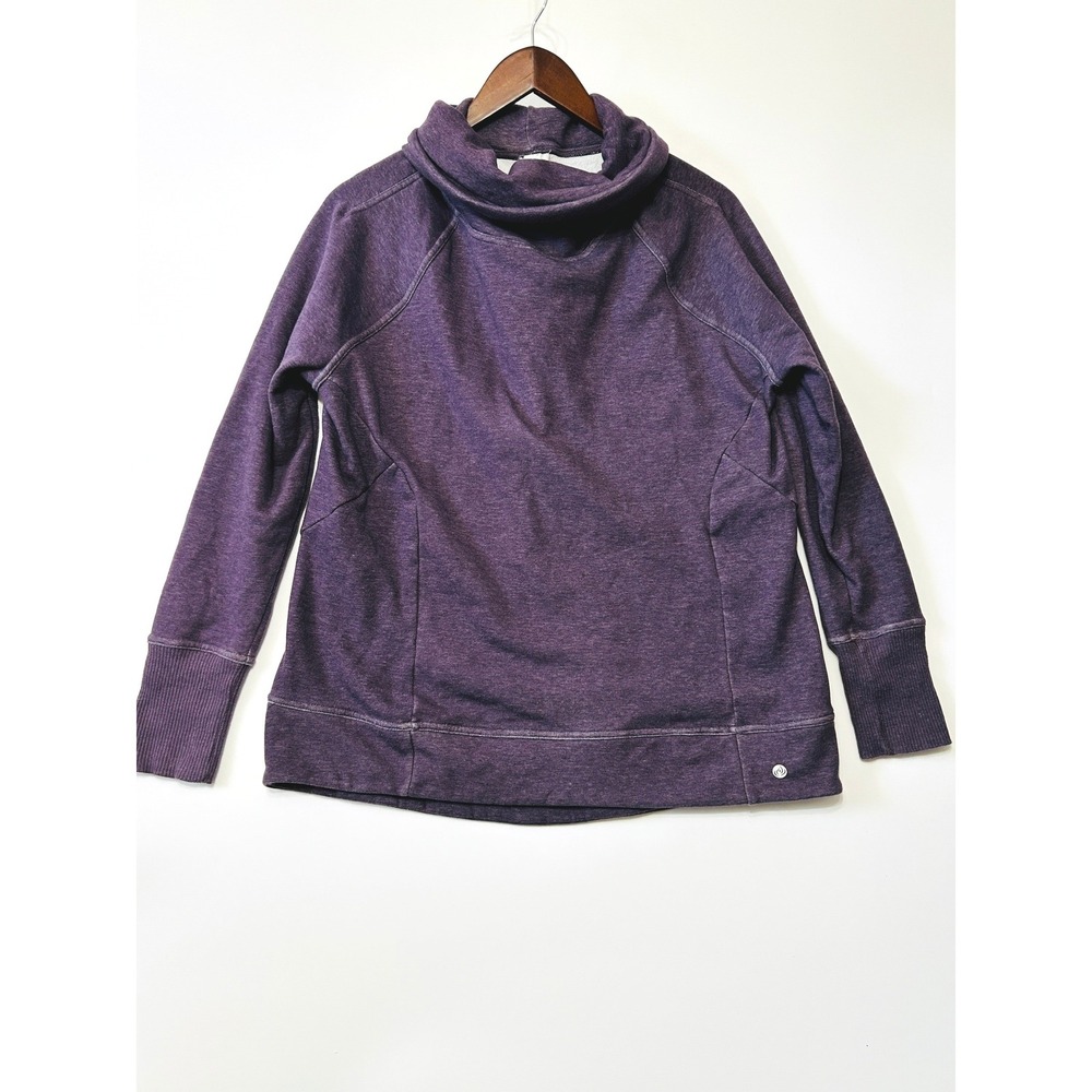 Apana Womens Purple Cowl‎ Neck Pullover Sweatshirt Fleece Lined Size L Luxurious